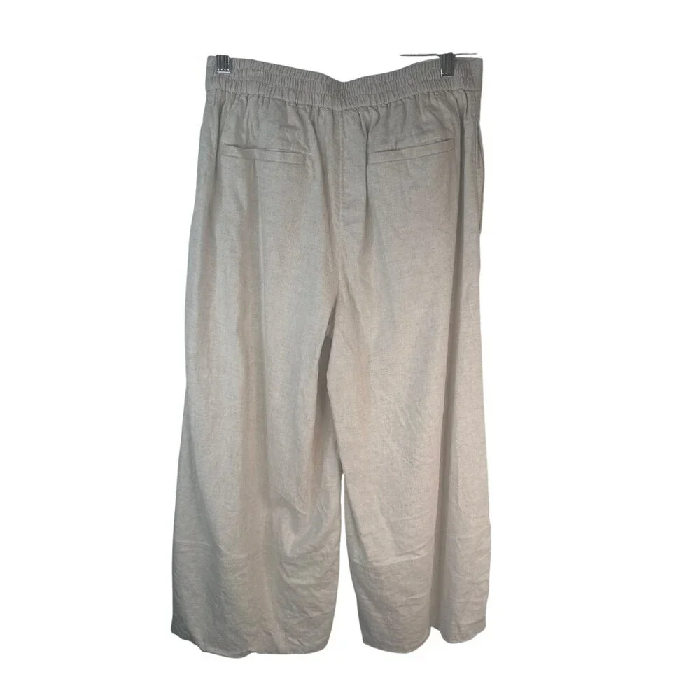 Banana Republic Wide Leg S Cropped Linen Blend Pants Soft Neutral Comfortable - Picture 8 of 16